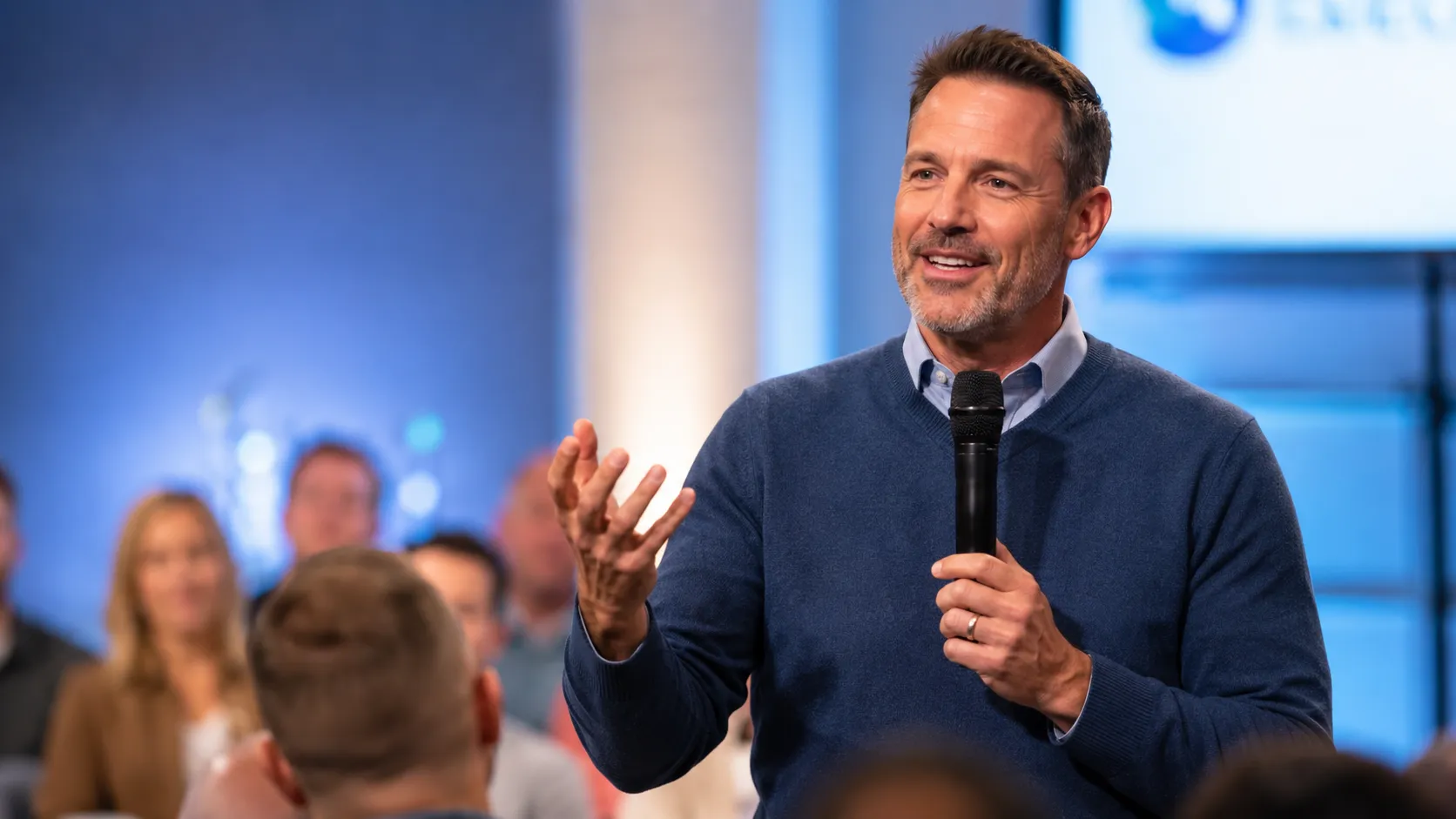 A pastor preaching to a congregation